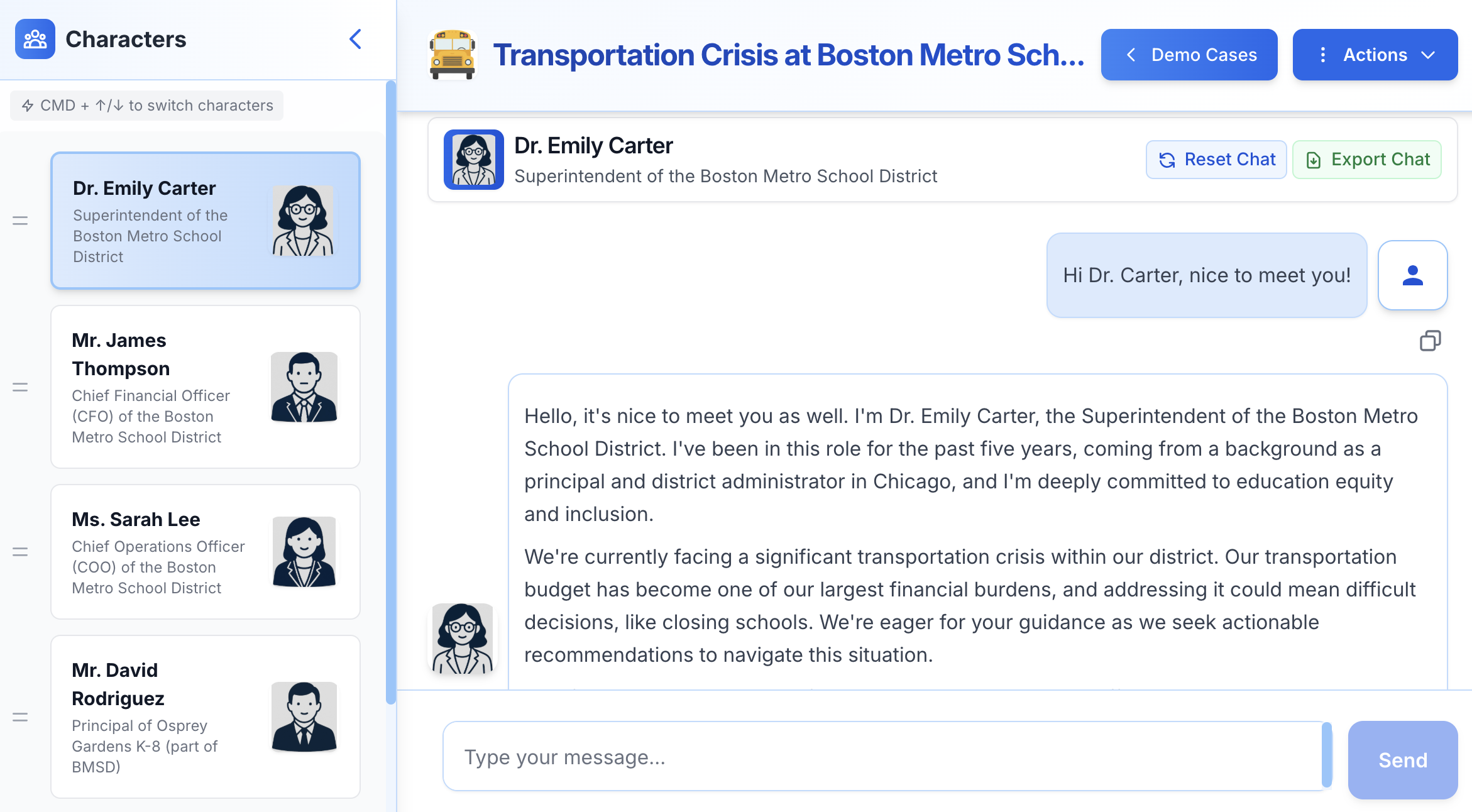 Immersive learning platform interface